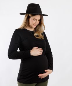YoMama - majica za dojenje dug rukav - Crna